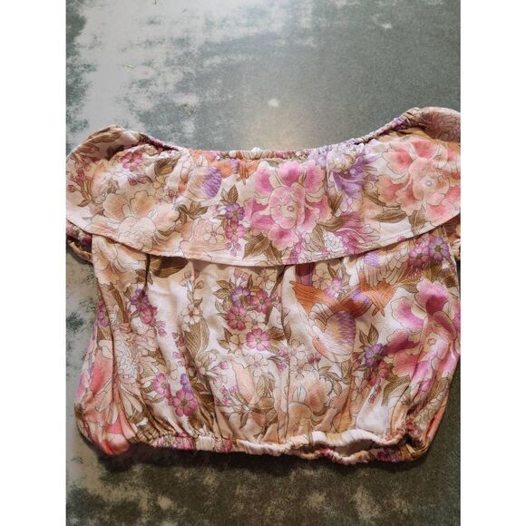 Spell Floral Off-Shoulder Blouse - Pink, Purple, Cream - Picture 6 of 6